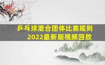 乒乓球混合团体比赛规则2022最新版视频回放