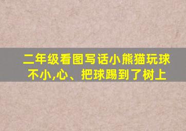 二年级看图写话小熊猫玩球不小,心、把球踢到了树上