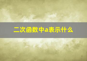 二次函数中a表示什么