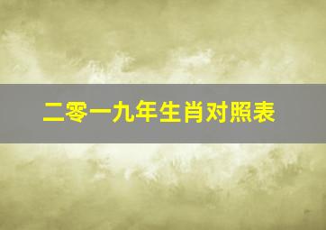 二零一九年生肖对照表