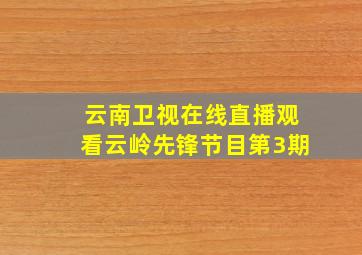 云南卫视在线直播观看云岭先锋节目第3期