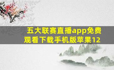 五大联赛直播app免费观看下载手机版苹果12