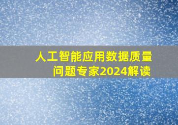 人工智能应用数据质量问题专家2024解读