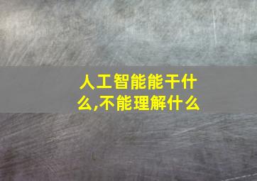 人工智能能干什么,不能理解什么