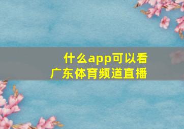 什么app可以看广东体育频道直播