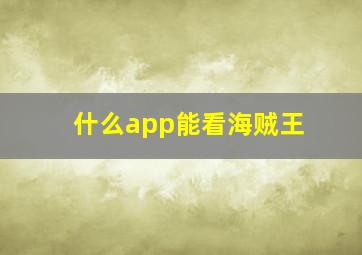 什么app能看海贼王