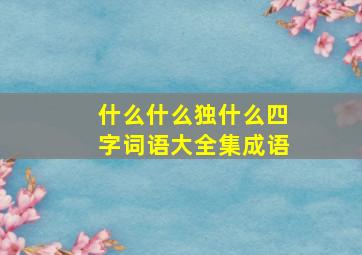 什么什么独什么四字词语大全集成语