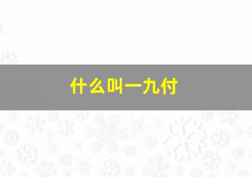 什么叫一九付