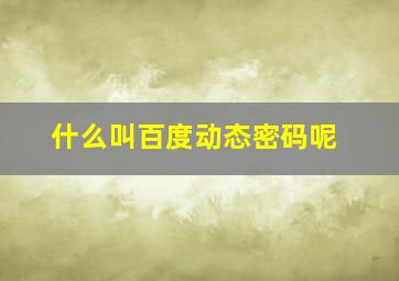 什么叫百度动态密码呢