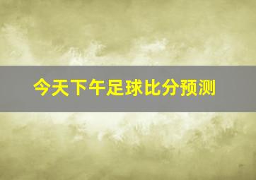 今天下午足球比分预测