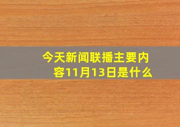 今天新闻联播主要内容11月13日是什么