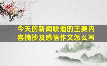 今天的新闻联播的主要内容摘抄及感悟作文怎么写