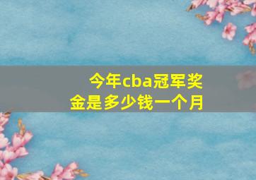 今年cba冠军奖金是多少钱一个月