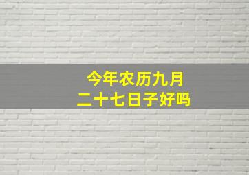 今年农历九月二十七日子好吗