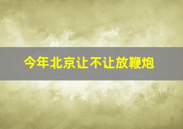 今年北京让不让放鞭炮