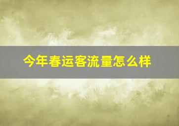 今年春运客流量怎么样