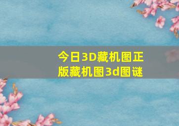 今日3D藏机图正版藏机图3d图谜