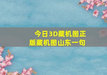 今日3D藏机图正版藏机图山东一句