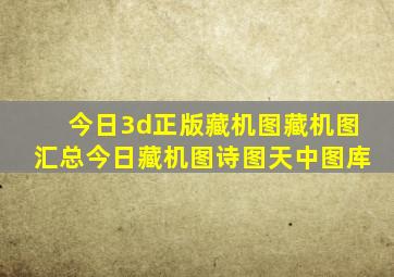 今日3d正版藏机图藏机图汇总今日藏机图诗图天中图库