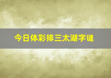 今日体彩排三太湖字谜