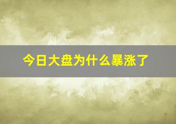 今日大盘为什么暴涨了