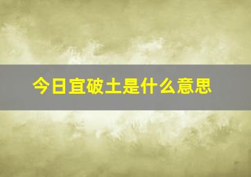 今日宜破土是什么意思