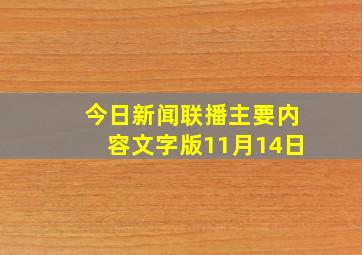 今日新闻联播主要内容文字版11月14日