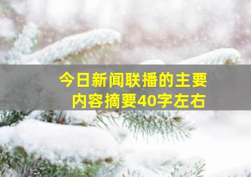 今日新闻联播的主要内容摘要40字左右