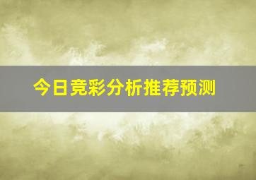 今日竞彩分析推荐预测