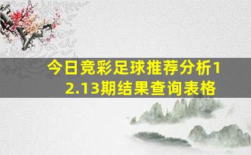 今日竞彩足球推荐分析12.13期结果查询表格