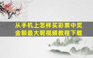 从手机上怎样买彩票中奖金额最大呢视频教程下载