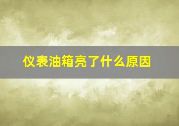 仪表油箱亮了什么原因