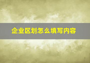 企业区划怎么填写内容