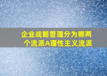 企业战略管理分为哪两个流派A理性主义流派