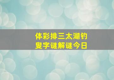 体彩排三太湖钓叟字谜解谜今日