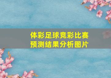 体彩足球竞彩比赛预测结果分析图片