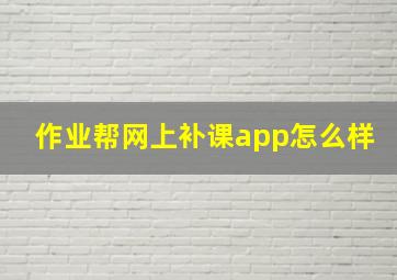 作业帮网上补课app怎么样