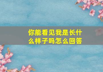 你能看见我是长什么样子吗怎么回答