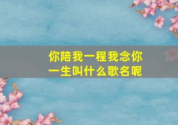 你陪我一程我念你一生叫什么歌名呢