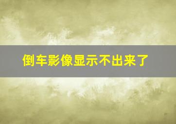 倒车影像显示不出来了