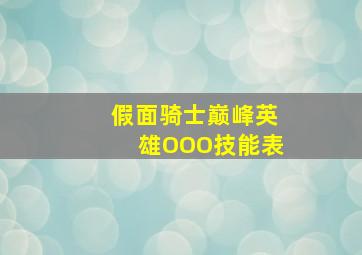 假面骑士巅峰英雄OOO技能表