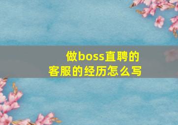 做boss直聘的客服的经历怎么写