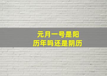 元月一号是阳历年吗还是阴历