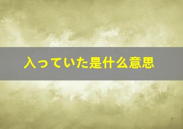 入っていた是什么意思