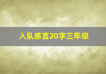 入队感言20字三年级