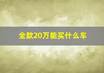 全款20万能买什么车