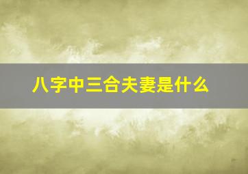 八字中三合夫妻是什么