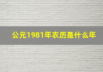 公元1981年农历是什么年