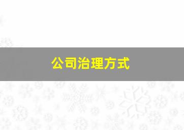 公司治理方式