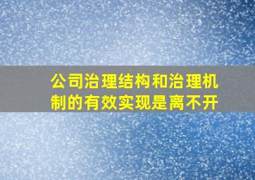 公司治理结构和治理机制的有效实现是离不开